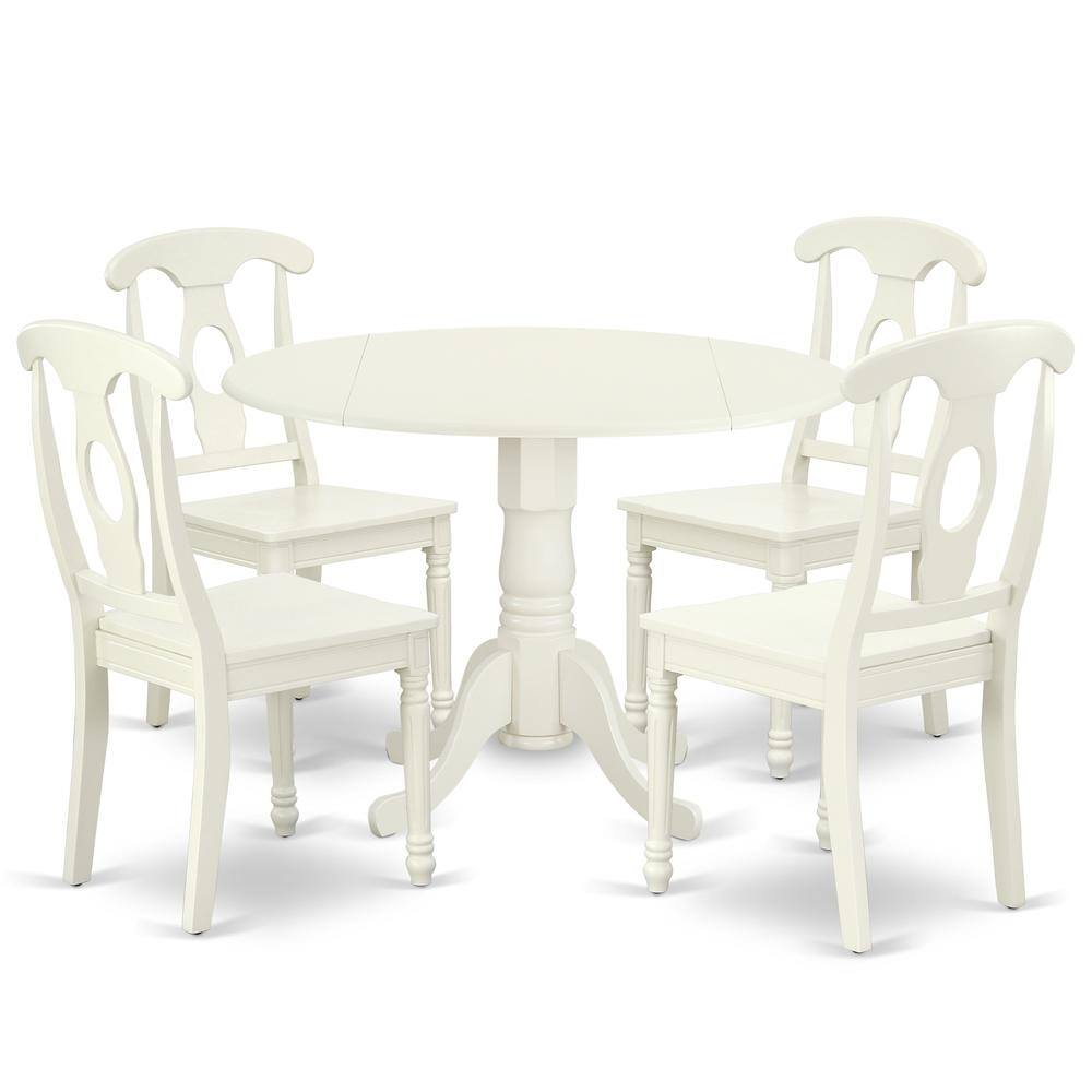 Back. East West Furniture - Dining Room Set Linen White - Brown.