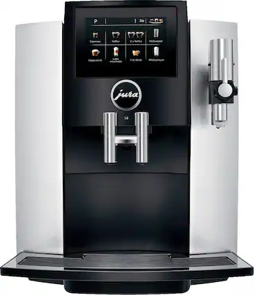 Front. Jura - S8 Automatic Coffee Machine with One Touch Espresso and Cappuccino - Moonlight Silver.
