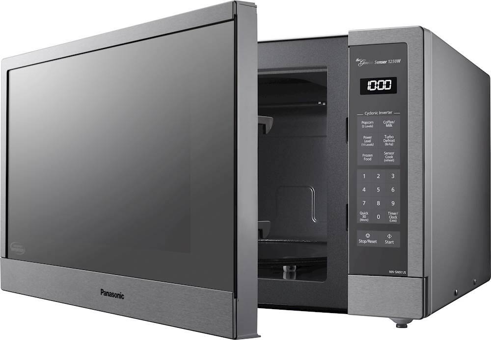 Alt View 12. Panasonic - 2.2 Cu. Ft. 1250 Watt SN97JS Microwave with Cyclonic Inverter and Sensor Cooking - Stainless Steel.