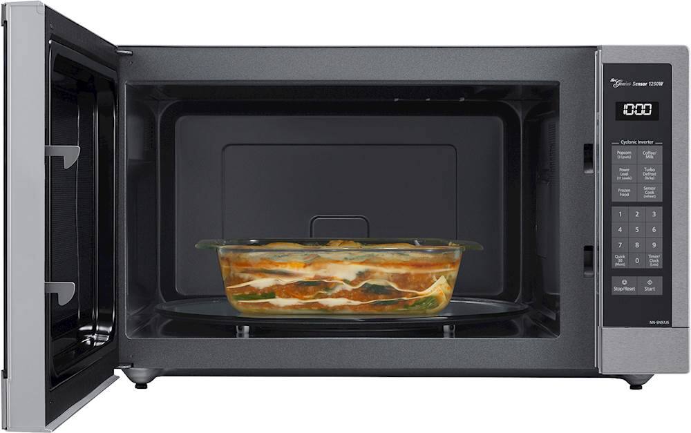 Alt View 13. Panasonic - 2.2 Cu. Ft. 1250 Watt SN97JS Microwave with Cyclonic Inverter and Sensor Cooking - Stainless Steel.