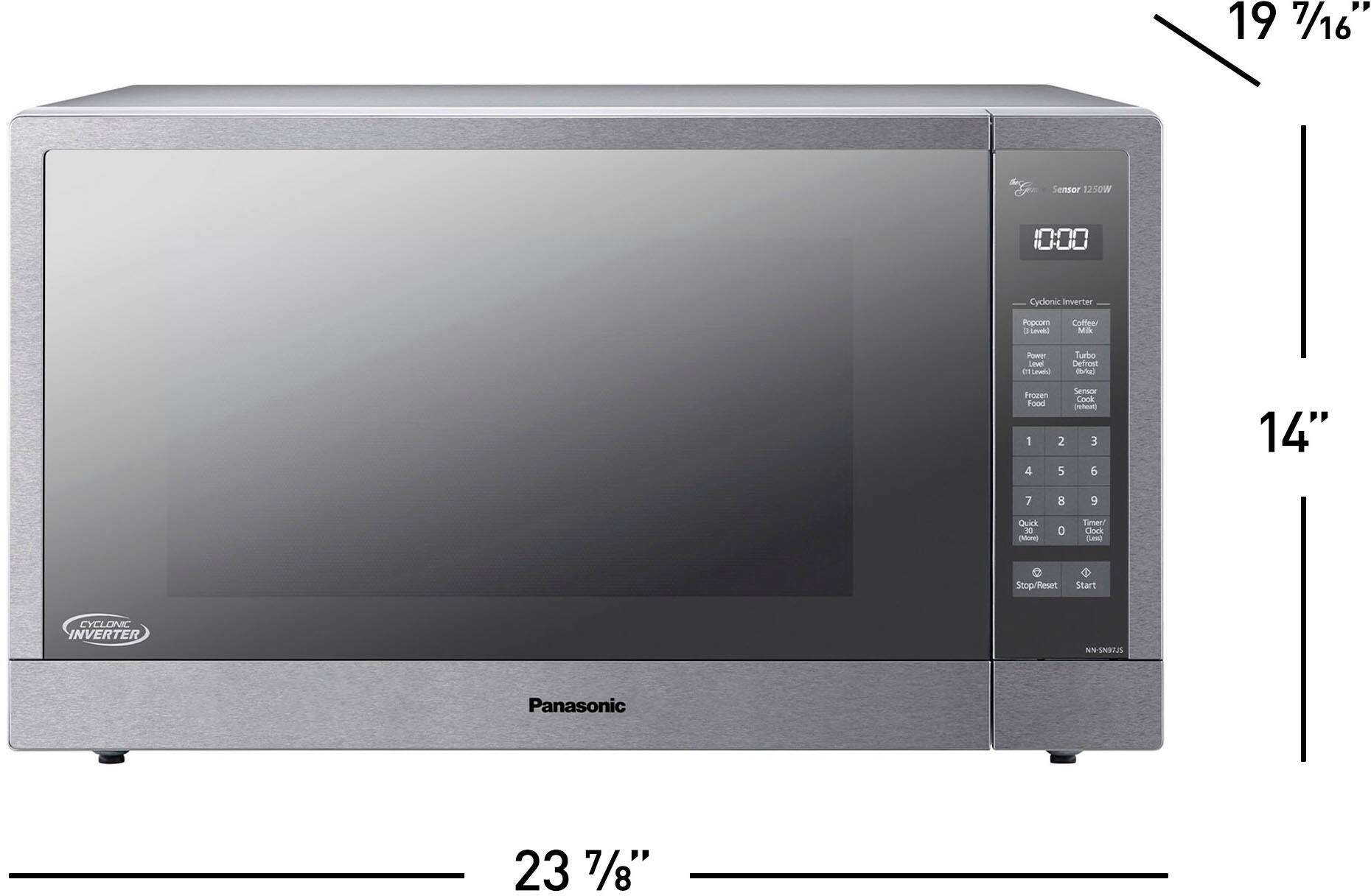 Angle. Panasonic - 2.2 Cu. Ft. 1250 Watt SN97JS Microwave with Cyclonic Inverter and Sensor Cooking - Stainless Steel.