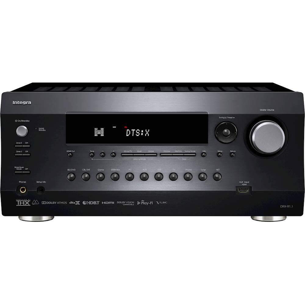 Front. Integra - 1540W 11.2-Ch. with Dolby Atmos 4K Ultra HD HDR Compatible A/V Home Theater Receiver - Black.