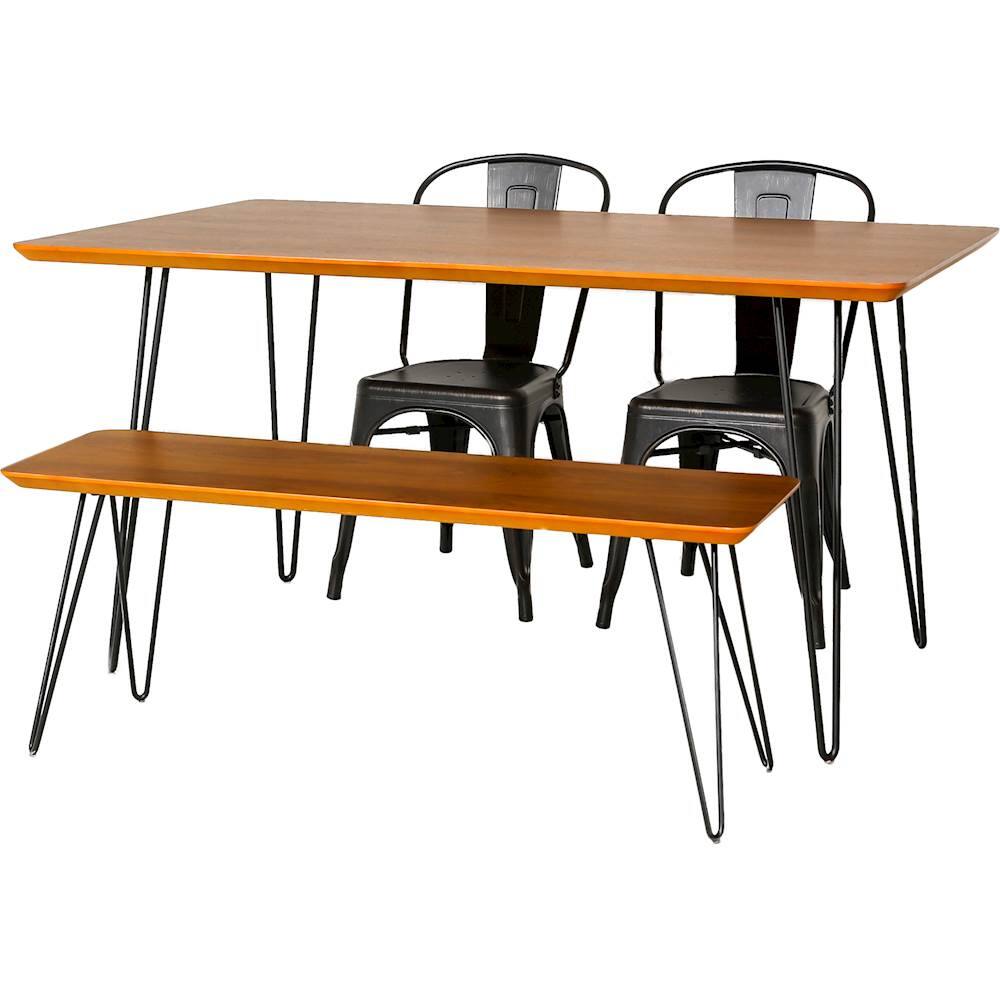 Left View: Walker Edison - Rectangular Mid Century Modern 4 Piece Dining Set