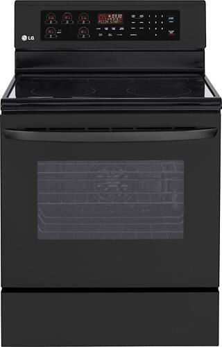 Front Standard. LG - 30" Self-Cleaning Freestanding Electric Convection Range - Smooth Black.