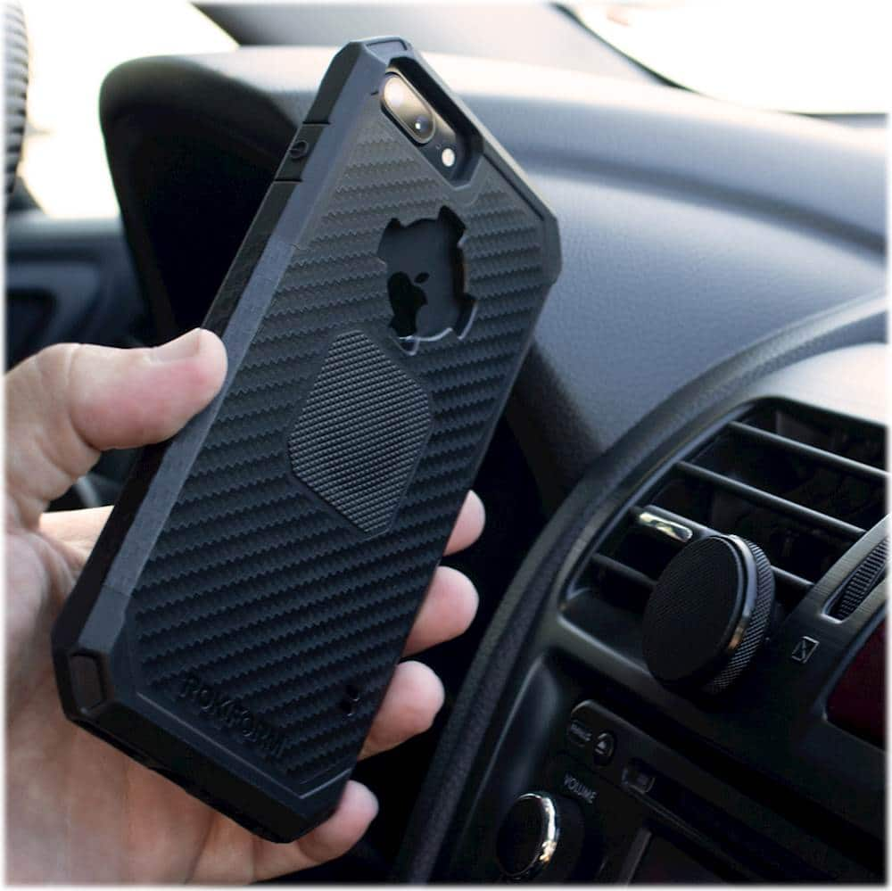 rugged case for apple iphone 6 plus, 6s plus, 7 plus and 8 plus - black