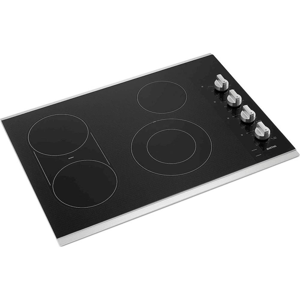 Angle View: Maytag - 30" Built-In Electric Cooktop - Stainless Steel