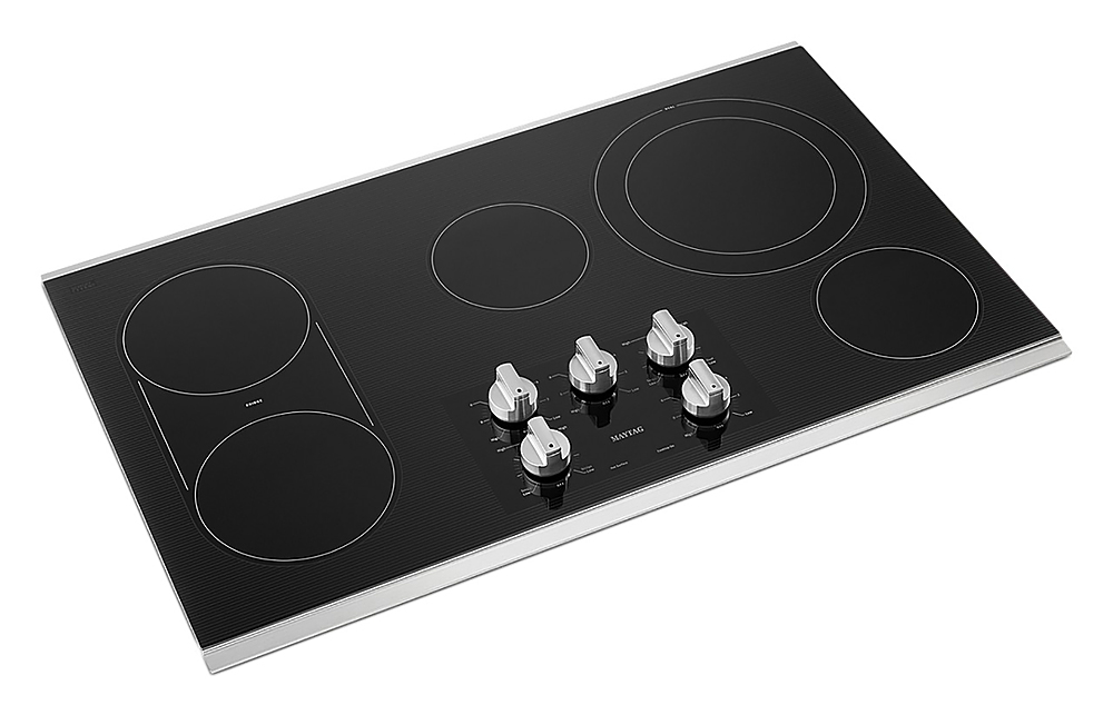 Angle View: Maytag - 36" Built-In Electric Cooktop - Stainless Steel
