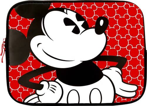Front Standard. Disney - Mickey Mouse Close-Up Laptop Sleeve - Black.