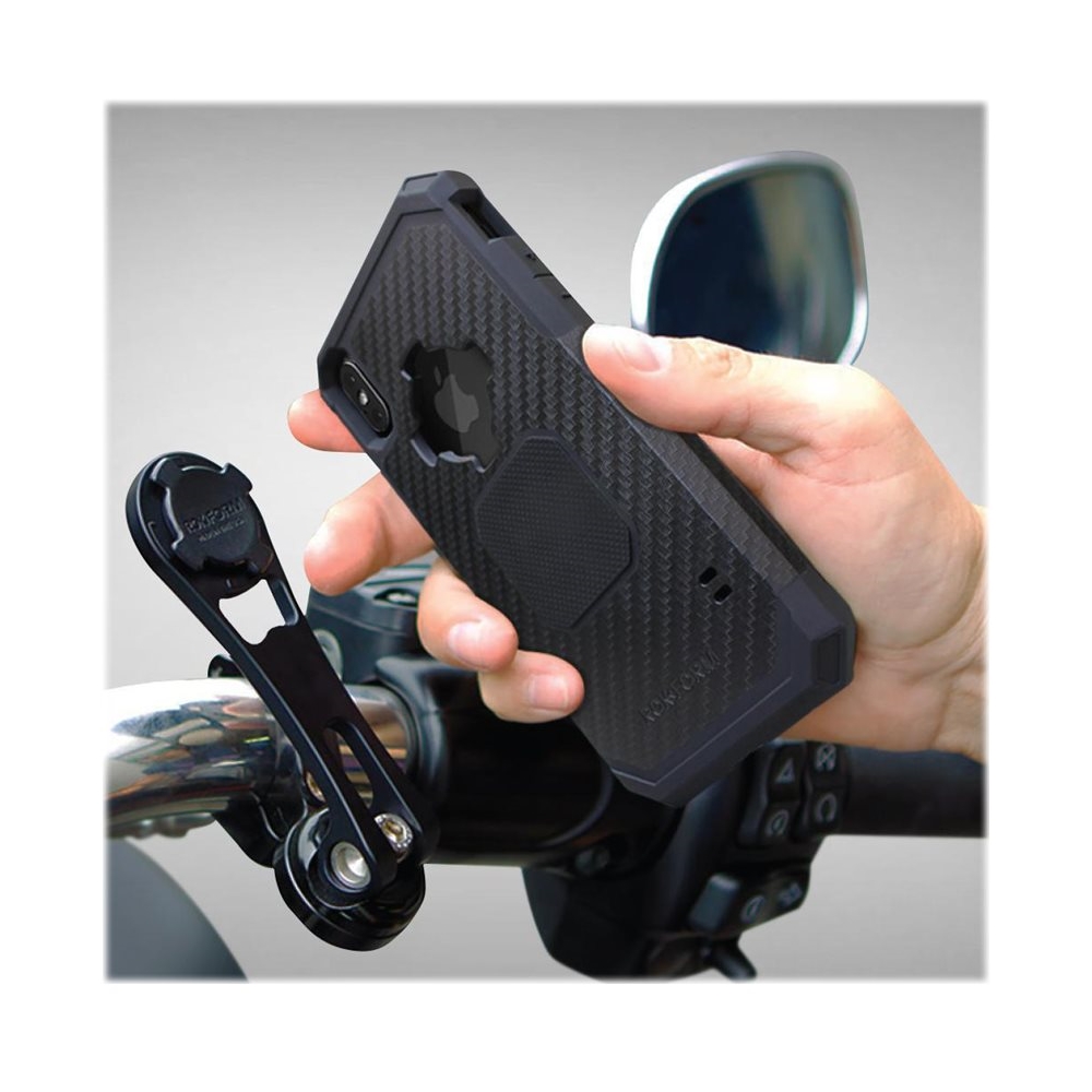 Left View: Rokform - Motorcycle Mount for Mobile Phones - Anodized Black