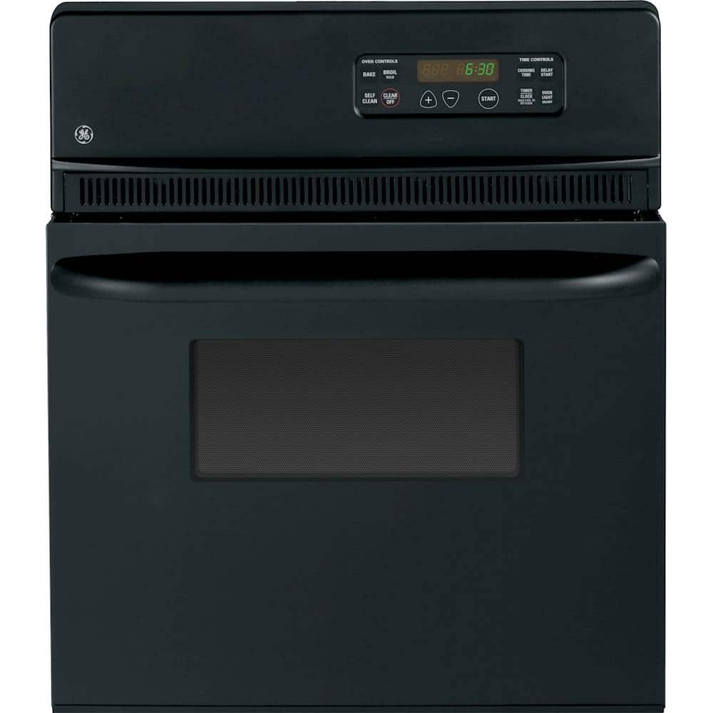 GE - 24" Built-In Single Electric Wall Oven - Black on Black - Front_Zoom
