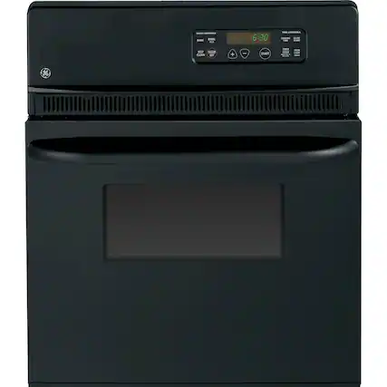 Front. GE - 24" Built-In Single Electric Wall Oven - Black on Black.