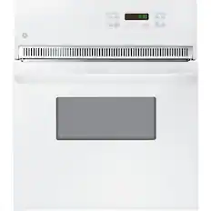 Front. GE - 24" Built-In Single Electric Wall Oven - White On White.