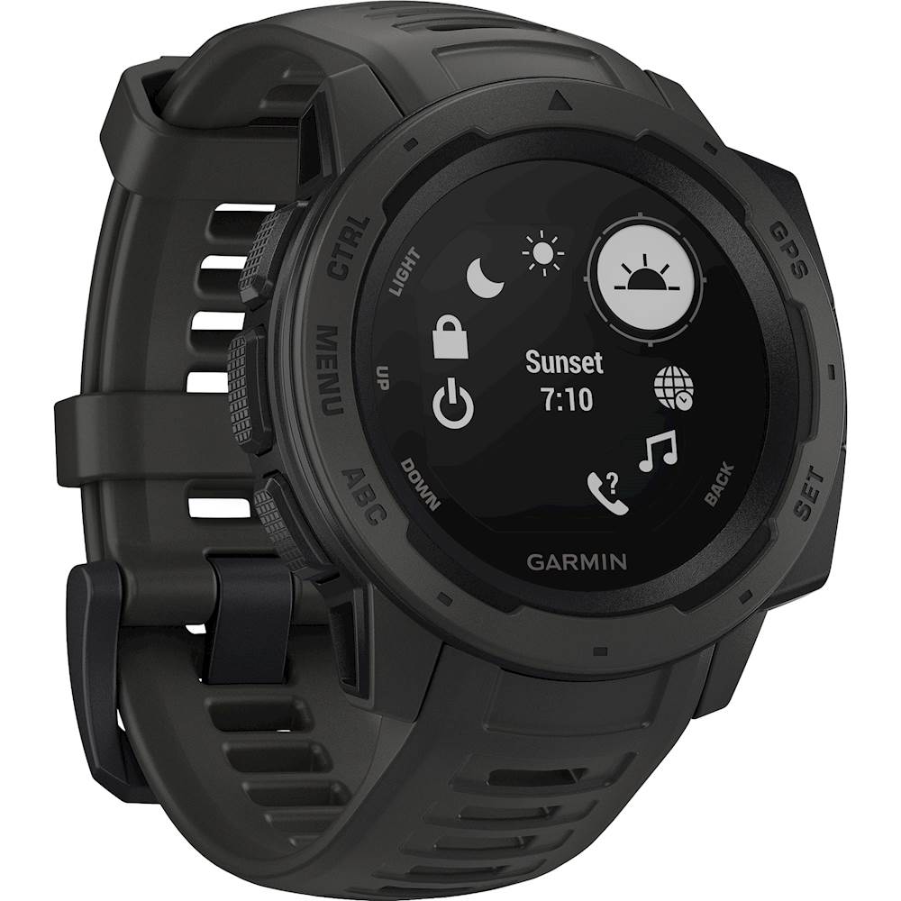 Angle View: Garmin - Instinct GPS Smartwatch 45mm Fiber-Reinforced Polymer - Graphite