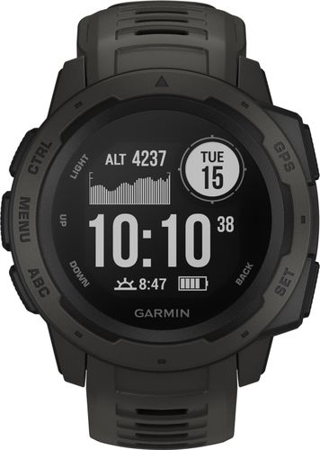 Garmin - Instinct Smartwatch Fiber-Reinforced Polymer - Graphite with Graphite Silicone Band