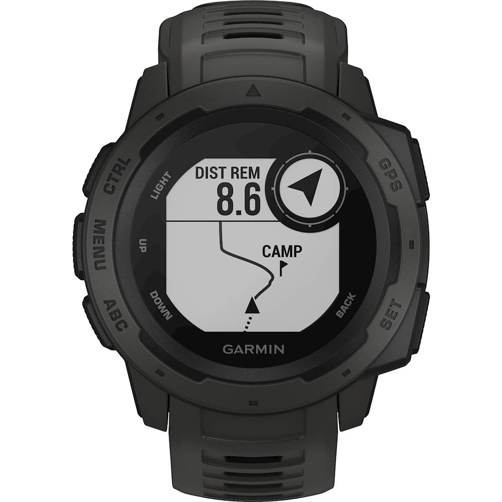 Garmin - Instinct GPS Smartwatch 33mm Fiber-Reinforced Polymer - Graphite with Graphite Silicone Band