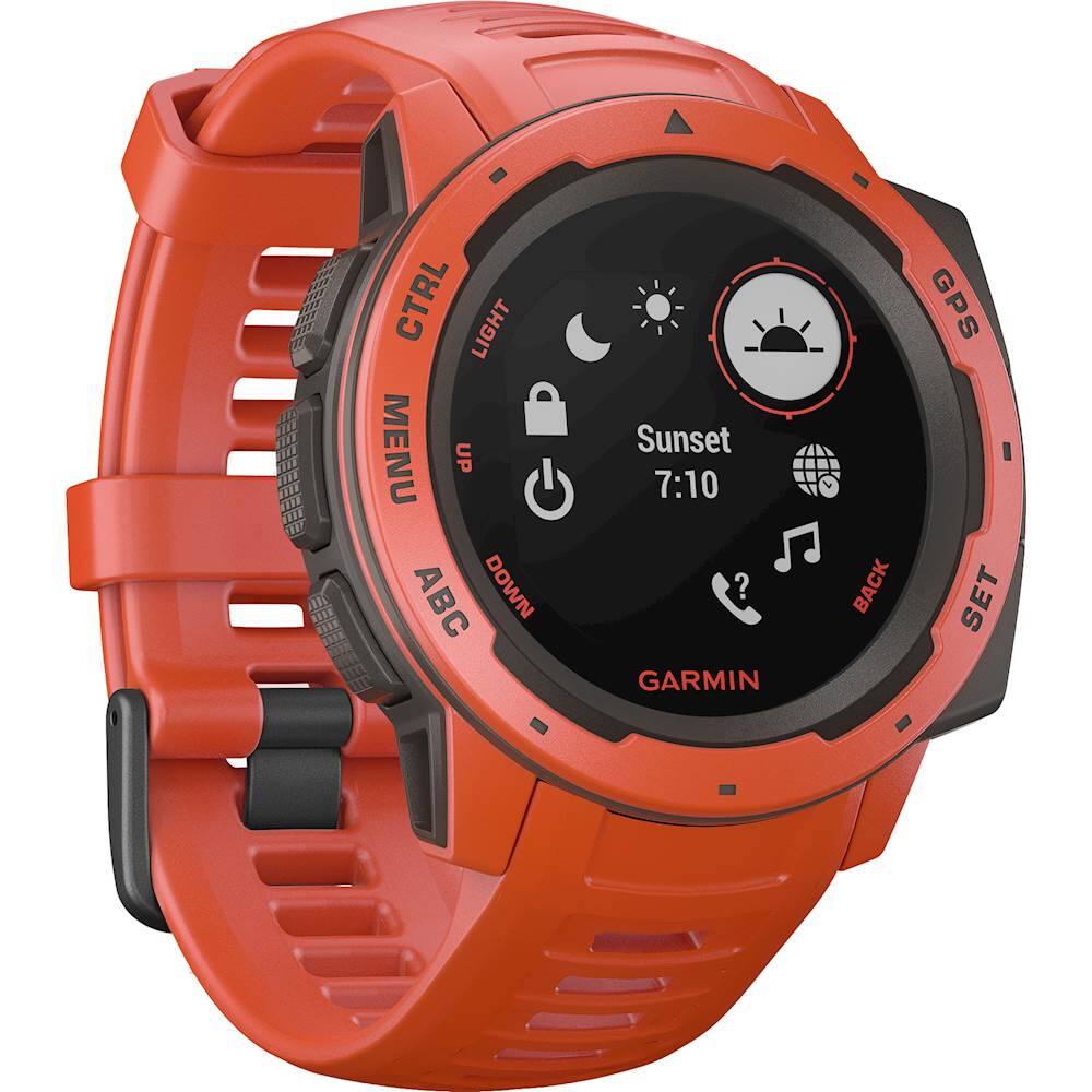 Angle. Garmin - Instinct Smartwatch Fiber-Reinforced Polymer - Flame Red.