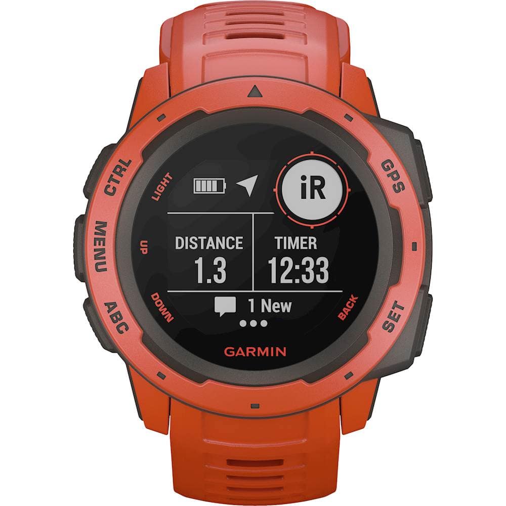 Alt View 15. Garmin - Instinct Smartwatch Fiber-Reinforced Polymer - Flame Red.