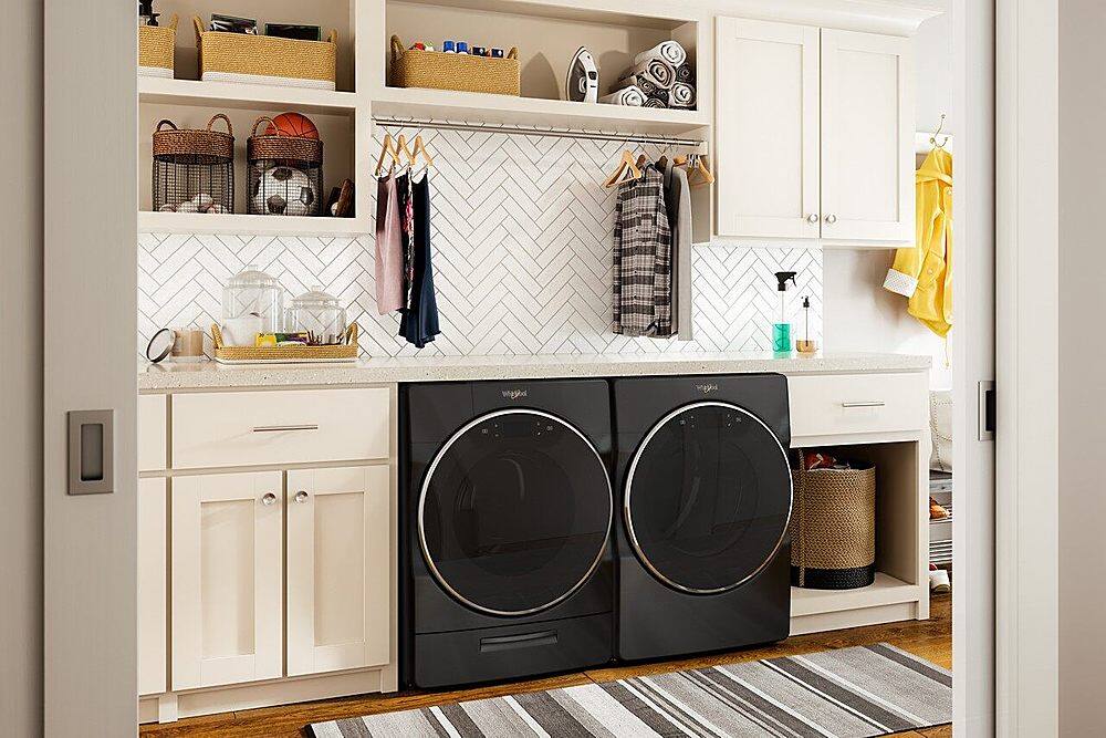 Alt View 24. Whirlpool - 7.4 Cu. Ft. Stackable Smart Electric Dryer with Steam and Wrinkle Shield Plus Option - Black Shadow.