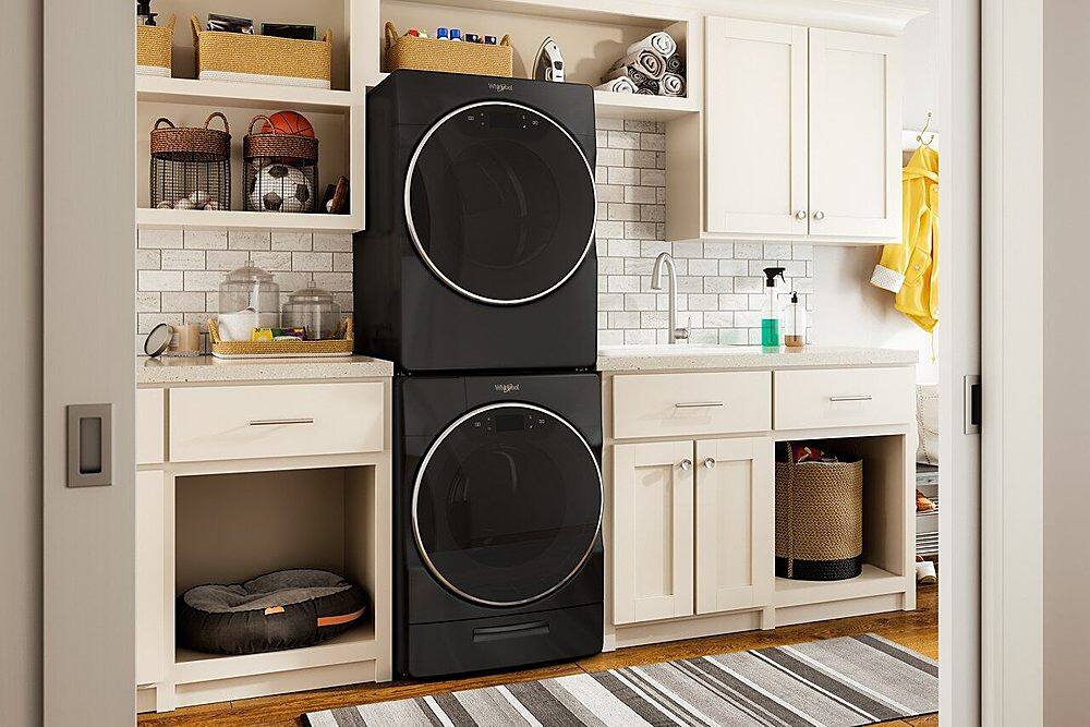 Alt View 25. Whirlpool - 7.4 Cu. Ft. Stackable Smart Electric Dryer with Steam and Wrinkle Shield Plus Option - Black Shadow.