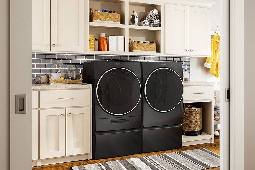 Alt View 26. Whirlpool - 7.4 Cu. Ft. Stackable Smart Electric Dryer with Steam and Wrinkle Shield Plus Option - Black Shadow.