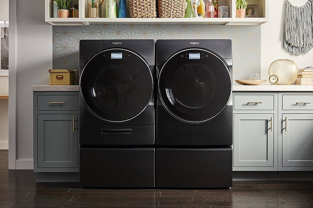 Alt View 27. Whirlpool - 7.4 Cu. Ft. Stackable Smart Electric Dryer with Steam and Wrinkle Shield Plus Option - Black Shadow.