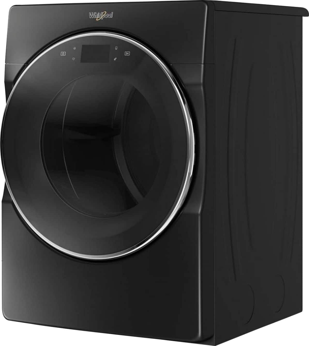 Left. Whirlpool - 7.4 Cu. Ft. Stackable Smart Electric Dryer with Steam and Wrinkle Shield Plus Option - Black Shadow.