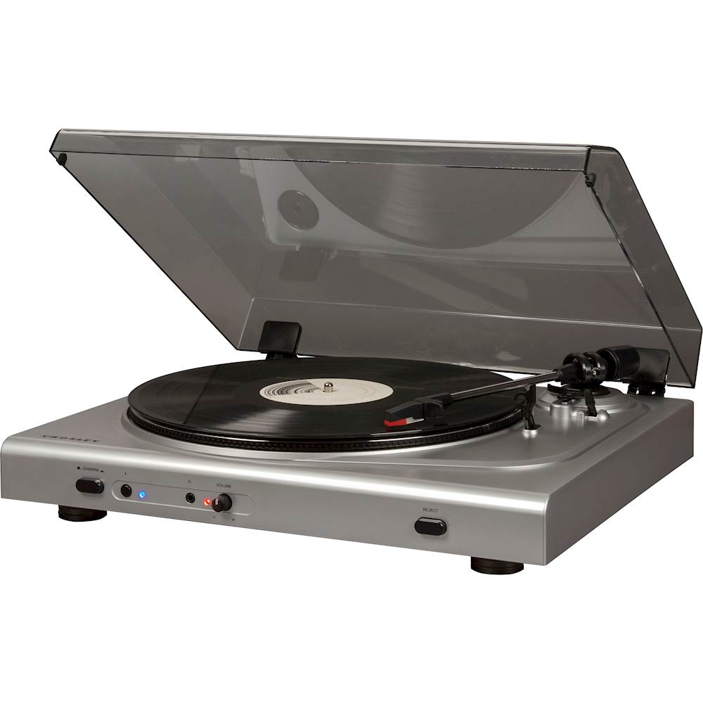 Left View: Crosley - T300A Hi-Res Bluetooth Turntable - Silver