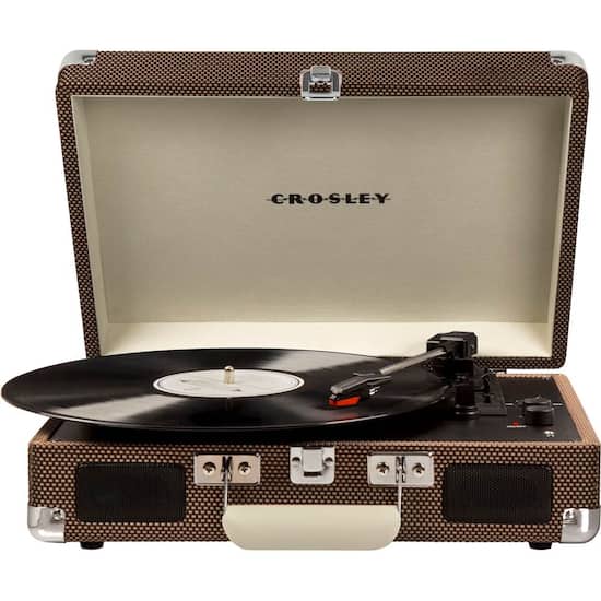 Crosley Cruiser Deluxe Bluetooth Portable Turntable Tweed Cr8005d Tw Best Buy