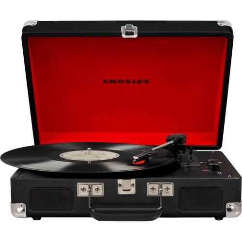 Crosley - Cruiser Deluxe Bluetooth Portable Turntable - Black was $89.95 now $47.99 (47.0% off)