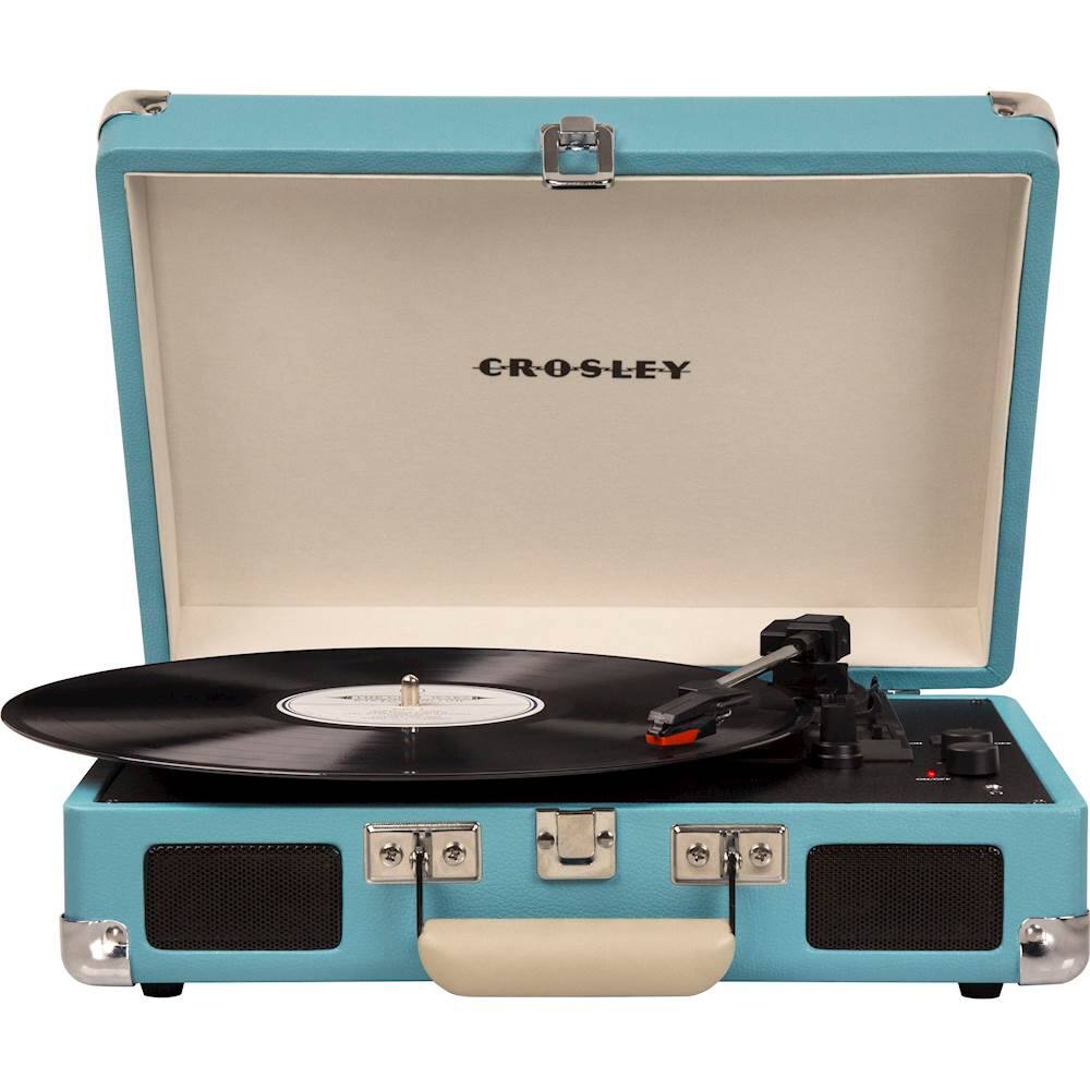 Front. Crosley - Cruiser Deluxe Bluetooth Portable Turntable - Turquoise.