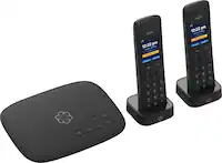 Ooma - Telo Air 2 Internet Home Phone Service with 2 Cordless Handsets - Black - Angle_Zoom