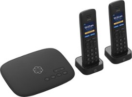 Ooma - Telo Air Free Home Phone Service with 2 HD3 Handsets - Black - Angle_Zoom