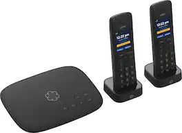 Ooma - Telo Air 2 Internet Home Phone Service with 2 Cordless Handsets - Black