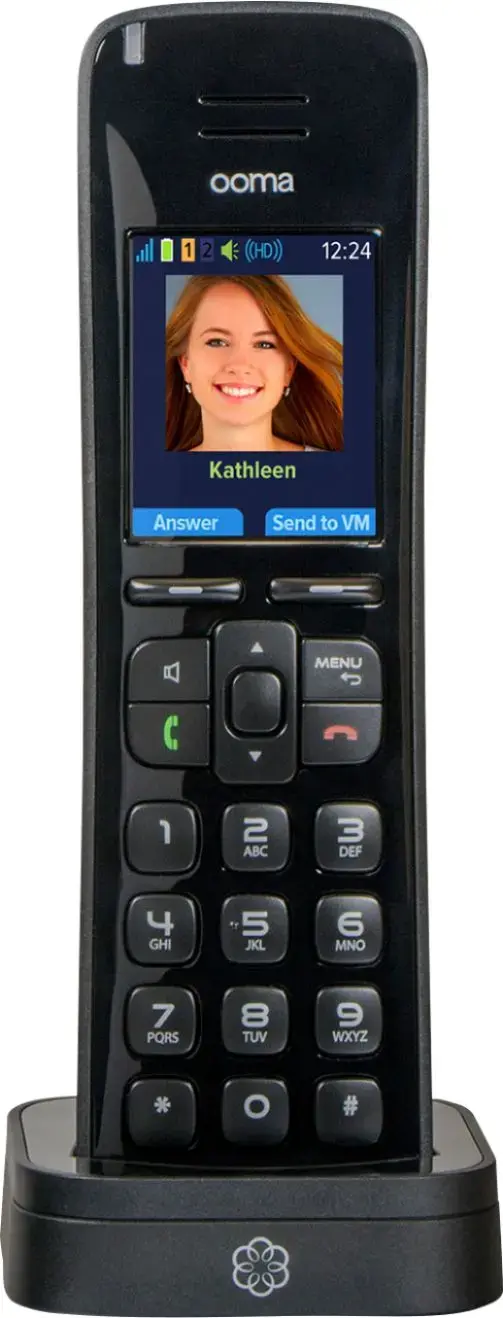ooma 12:22 pm Thu Dec 13 2024 Living Room 1 New Voicemail Redial Voicemail MENU C 1 2 ABC 3 DUF 4 CH 5 JIKL 6 MNO 7 PORS 8 JUV 9 WXYZ