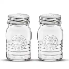 Bormioli Rocco - Officina 1825 Salt & Pepper Jars Set of 2, 8 Oz Airtight Lids - Clear