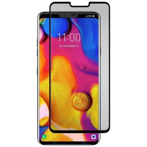 Angle. Gadget Guard - Tempered Glass Screen Protector for LG V40 ThinQ - Black/Transparent.