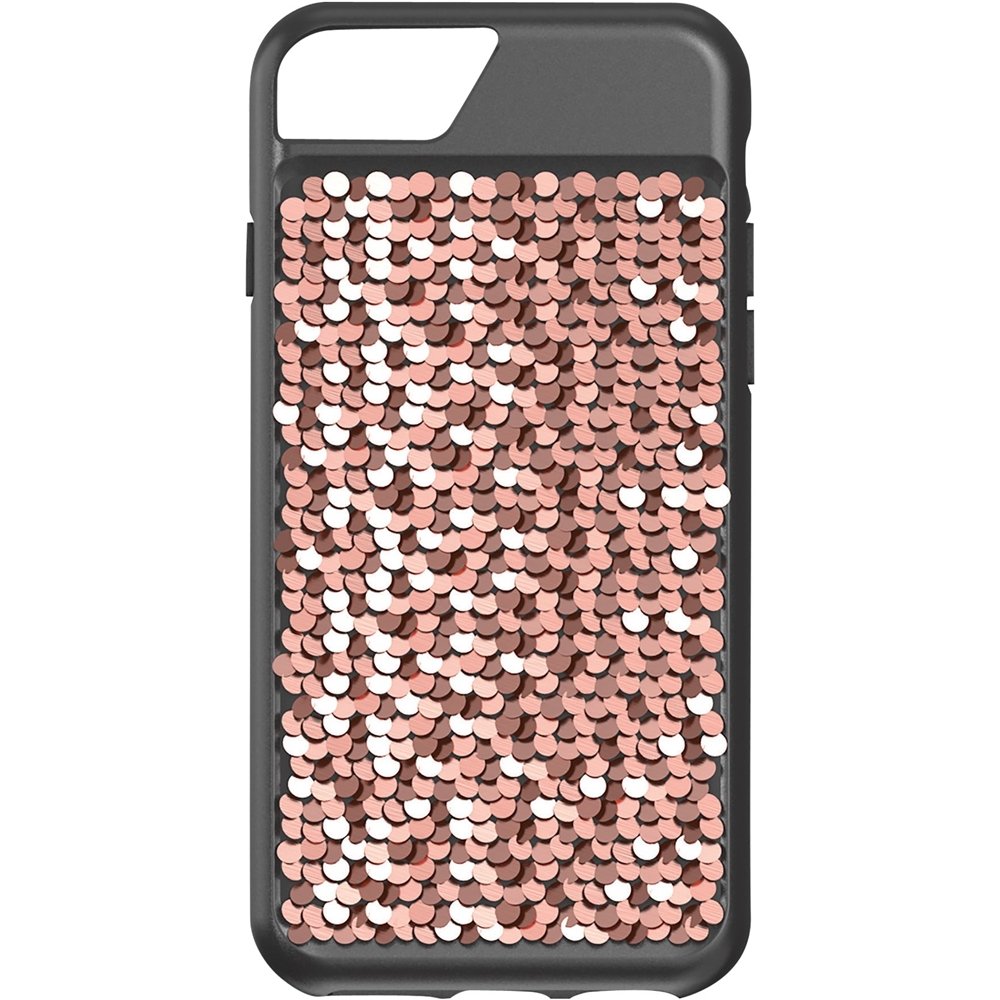shimmer case for apple iphone 6s, 7 and 8 - black/rose gold