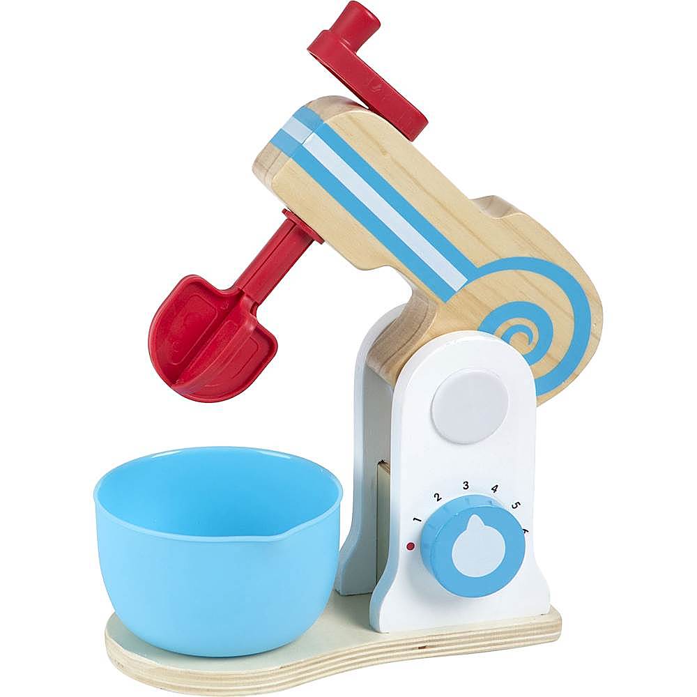 Angle View: Melissa & Doug Wooden Make-a-Cake Mixer Set (11 pcs) - Play Food and Kitchen Accessories