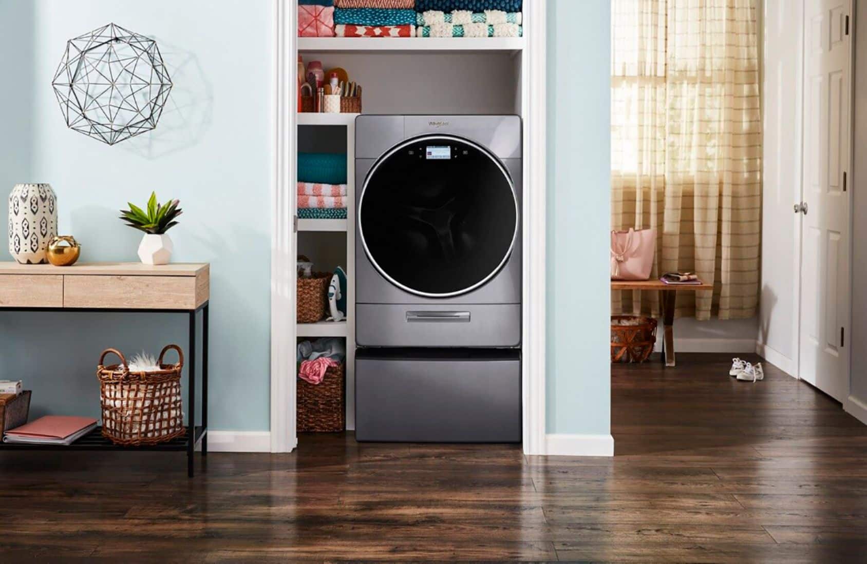 Alt View 23. Whirlpool - Washer/Dryer Laundry Pedestal with Storage Drawer - Chrome Shadow.