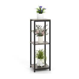 Pefilos - 3-Tier Tall Metal Plant Stand Corner Plant Holder with Anti-tipping Device-Black & Plant Stand for Garden Home - Gray
