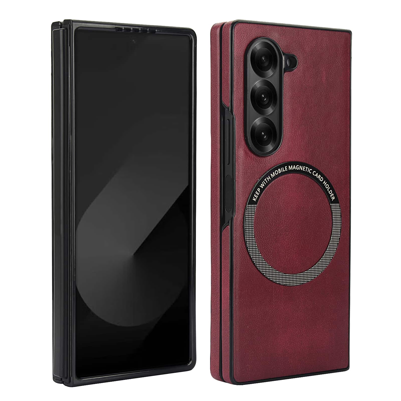 Dteck - Magnetic PU Leather Case for Samsung Galaxy Z Fold8 Ultra,Slim Shock-Absorbent Back Cover,Supports Qi Wireless Charging - Winered price history on PriceWatchPro
