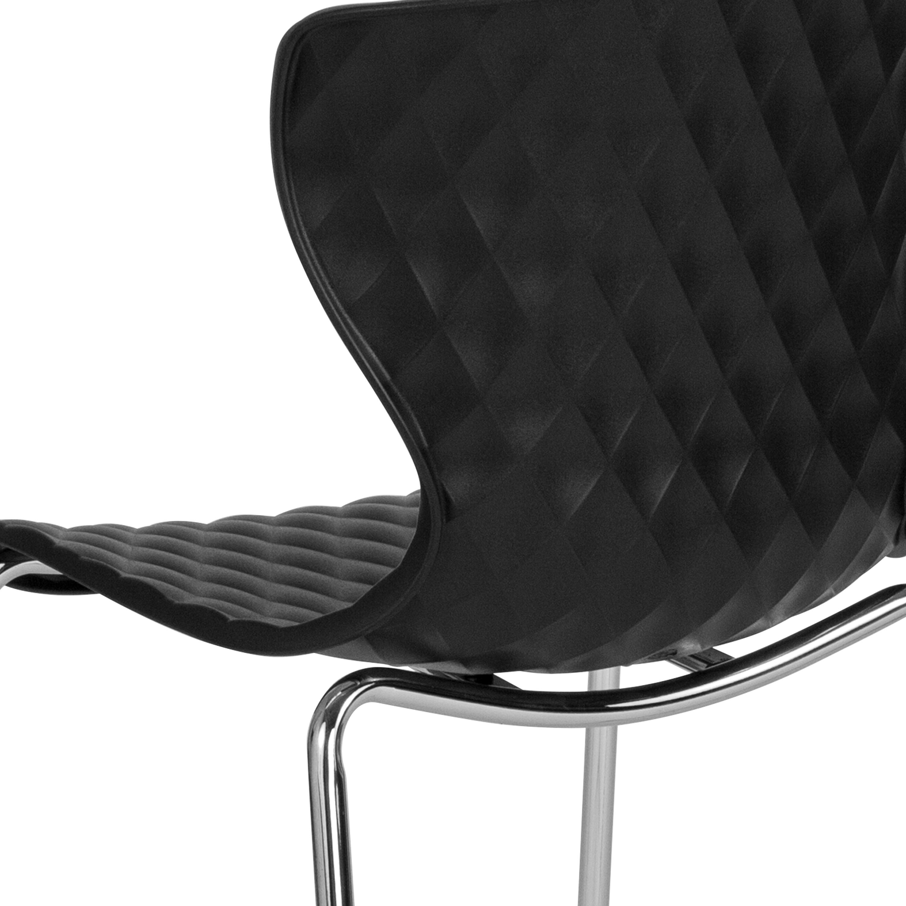 Alt View 9. Emma + Oliver - 4 Pack Contemporary Design Plastic Stack Chair - Black.