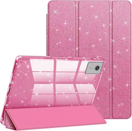Fintie - Slim Case for Lenovo Idea Tab 11 Inch 2025(TB-336ZU/TB-336FU) Glittering Sparkly Shockproof Cover Shiny Clear Back Shell - Pink