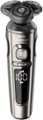 Angle Zoom. Philips Norelco - S9000 Prestige Qi-Charge Electric Shaver - Dark Brushed Chrome.
