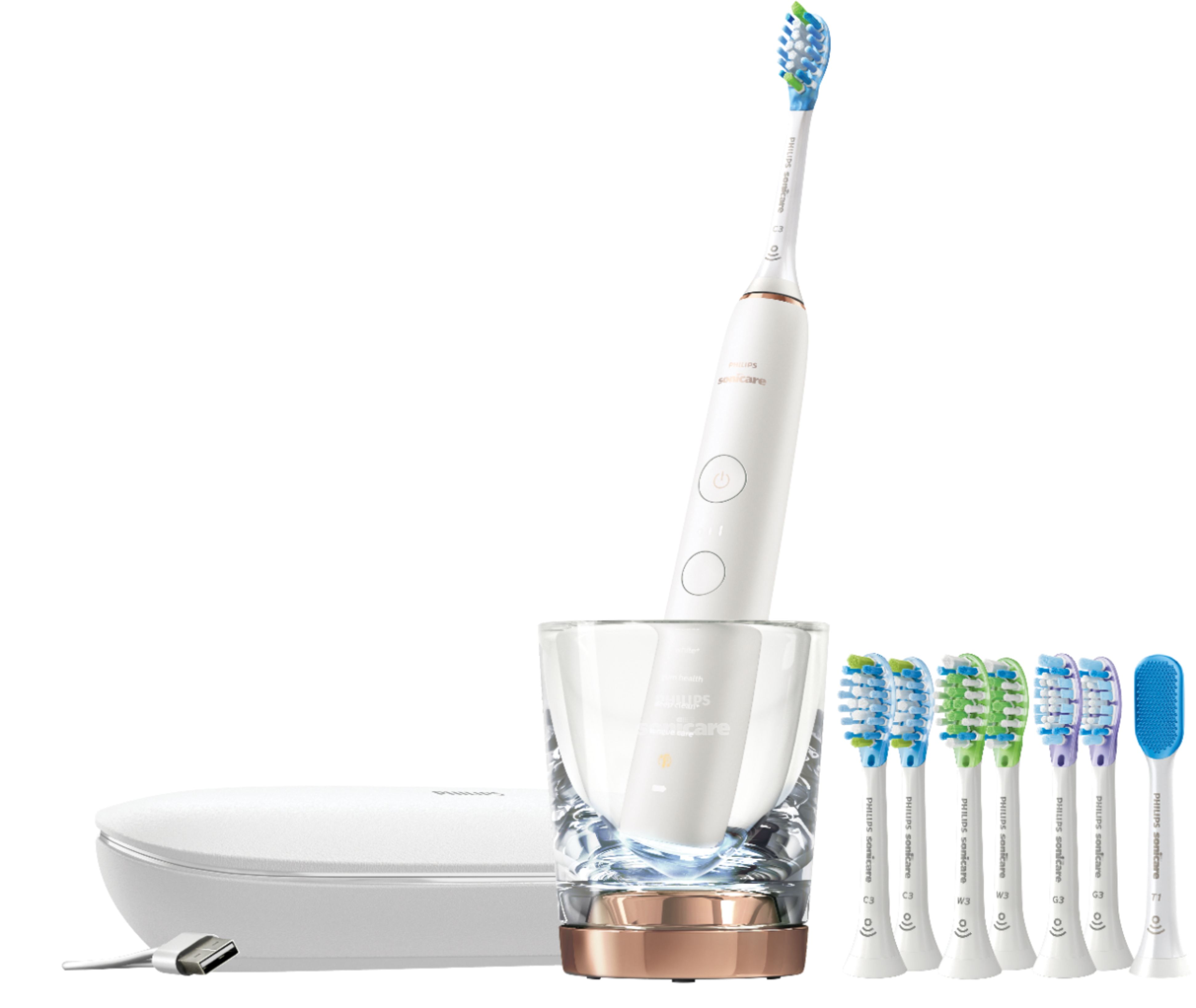 Angle View: Philips Sonicare - DiamondClean Smart 9700 Rechargeable Toothbrush - Rose Gold