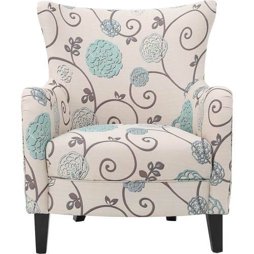 Noble House - Kaylor Club Fabric Chair - White/Blue Floral