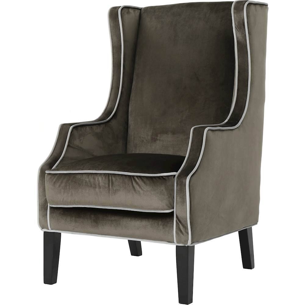 Left View: Noble House - Fairfield Club Velvet Armchair - Gray