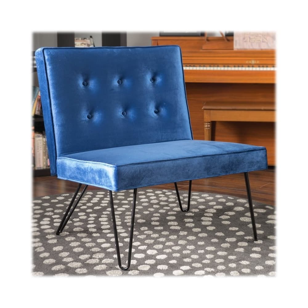 Left View: Noble House - Velma Accent Chair - Navy Blue