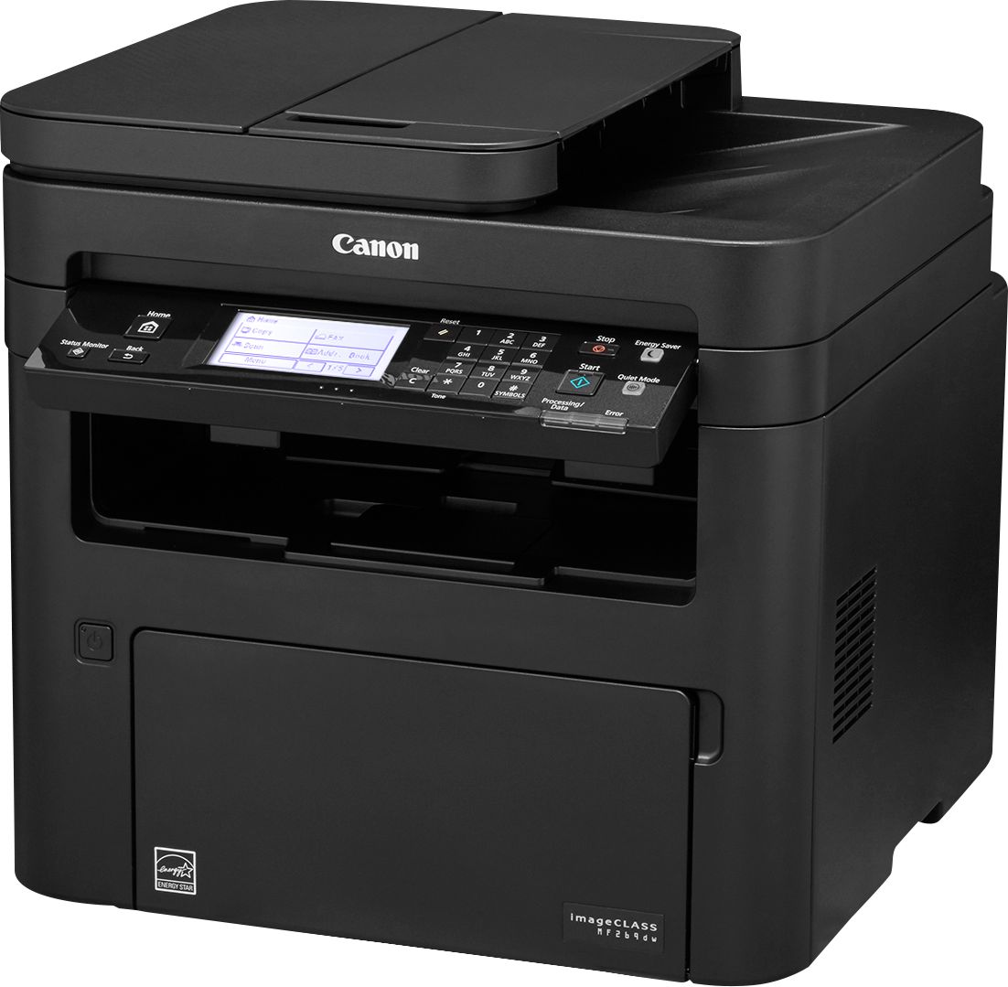 Left View: Canon - imageCLASS MF269dw Wireless Black-and-White All-In-One Laser Printer - Black