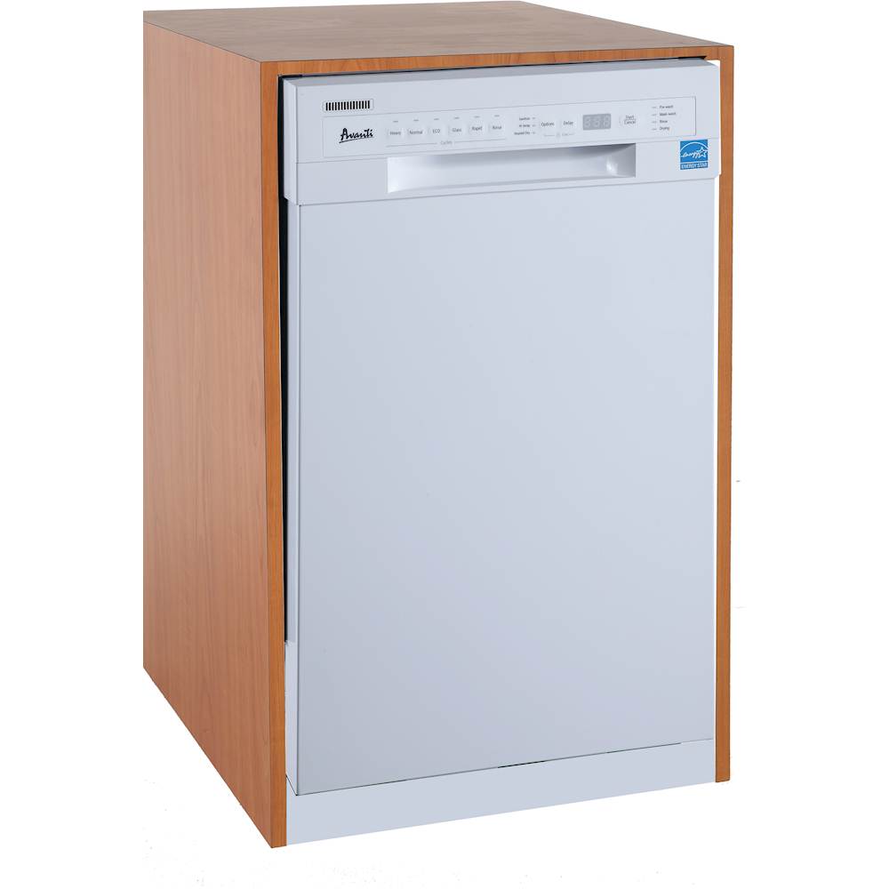 Angle View: Avanti - 18" Front Control Built-In Dishwasher with Stainless Steel Tub - White